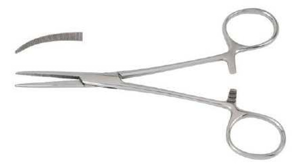 Hemostatic Forceps McKesson Crile 5-1/2 Inch Office Grade Stainless Steel NonSterile Ratchet Lock Finger Ring Handle Curved 43-2-452 Each/1 43-2-452 MCK BRAND 487544_EA