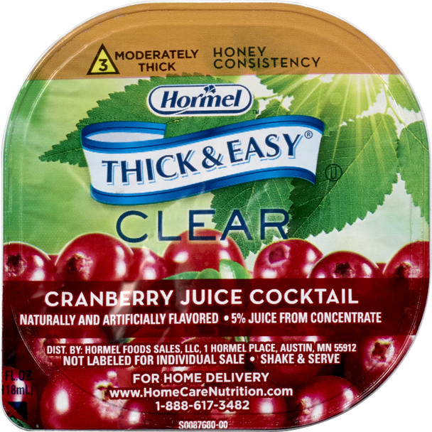 Thickened Beverage Thick Easy 4 oz. Portion Cup Cranberry Ready to Use Honey 20160 Case/24 20160 HORMEL FOOD SALES LLC 690738_CS