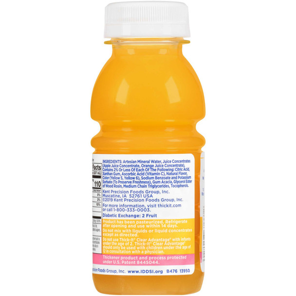 Thickened Beverage Thick-It AquaCareH2O 8 oz. Bottle Orange Ready to Use Nectar B476-L9044 Case/24 B476-L9044 PRECISION FOODS INC 803169_CS