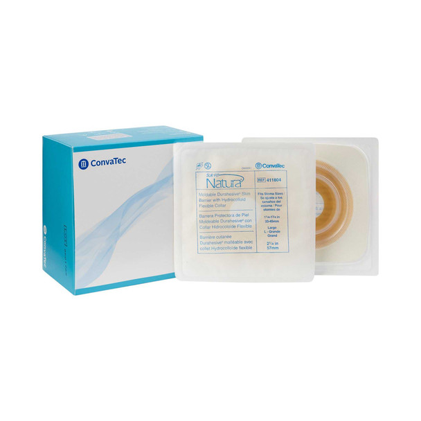 Ostomy Barrier Sur-Fit Natura Durahesive Trim to Fit Moldable Flexible 2-1/4 Inch Flange Hydrocolloid 1-1/4 to 1-3/4 Inch Stoma 411804 Box/10 411804 CONVA TEC 581641_BX