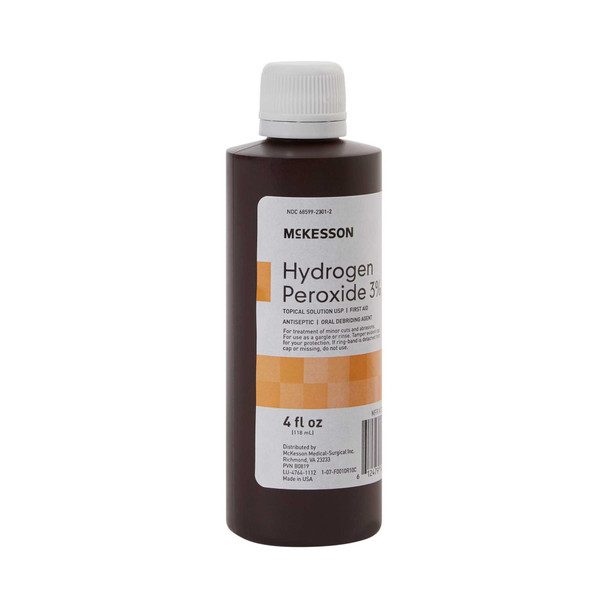 Hydrogen Peroxide McKesson 4 oz. Solution Bottle 23-F0010 Each/1 23-F0010 MCK BRAND 141564_EA