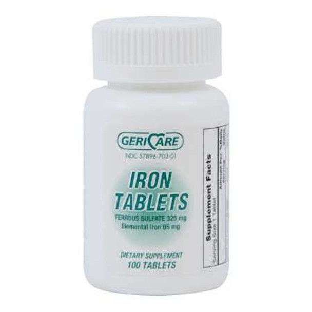 Iron Supplement McKesson Brand 325 mg Strength Tablet 100 per Bottle 60-703-01 Case/12 60-703-01 MCK BRAND 555697_CS