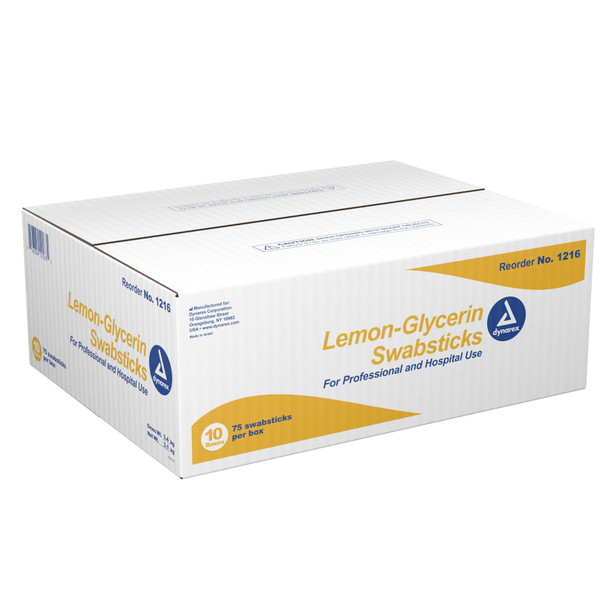 Oral Swabstick Foam Tip Lemon Glycerin 1216 Box/75 1216 DYNAREX CORP. 530231_BX