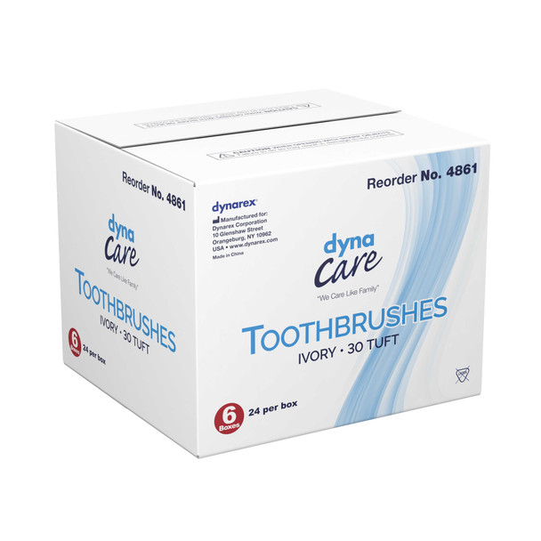 Toothbrush Dynarex White Adult 4861 Box/144 4861 DYNAREX CORP. 826973_BX