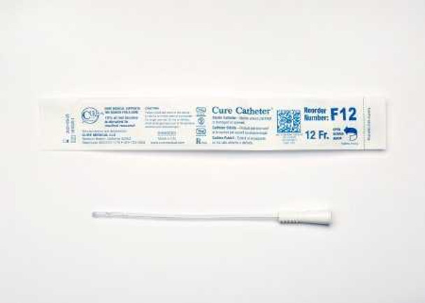 Urethral Catheter Cure Catheter Straight Tip 12 Fr. 6 Inch F12 Box/30 F12 CURE MEDICAL 701372_BX