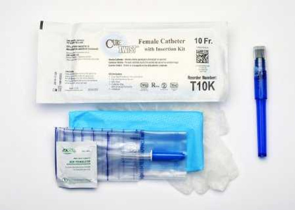 Intermittent Catheter Kit Cure Twist Female / Straight Tip 10 Fr. Without Balloon T10K Case/90 CURE MEDICAL 1034690_CS