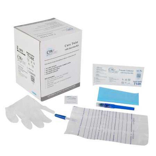 Intermittent Catheter Kit Cure Twist Female / Straight Tip 14 Fr. Without Balloon T14K Each/1 T14K CURE MEDICAL 1034692_EA