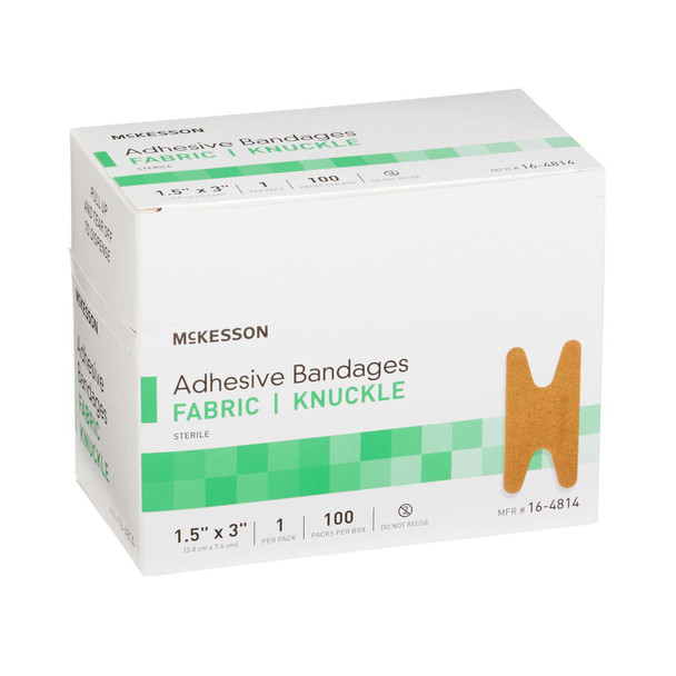 Adhesive Strip McKesson 1.5 X 3 Inch Fabric Knuckle Tan Sterile 16-4814 Box/100 16-4814 MCK BRAND 466873_BX