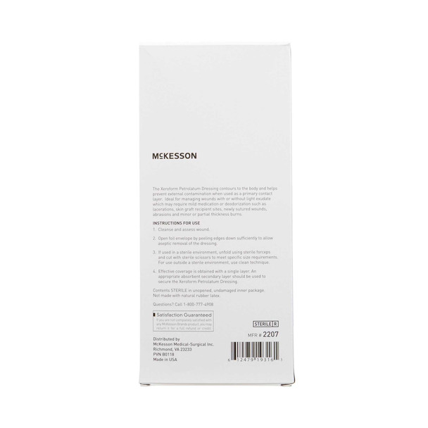 Xeroform Petrolatum Dressing McKesson 5 X 9 Inch Gauze Bismuth Tribromophenate Sterile 2207 Case/200 2207 MCK BRAND 864640_CS