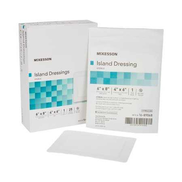 Adhesive Dressing McKesson 6 X 8 Inch Polypropylene / Rayon Rectangle White Sterile 16-89068 Each/1 16-89068 MCK BRAND 488926_EA