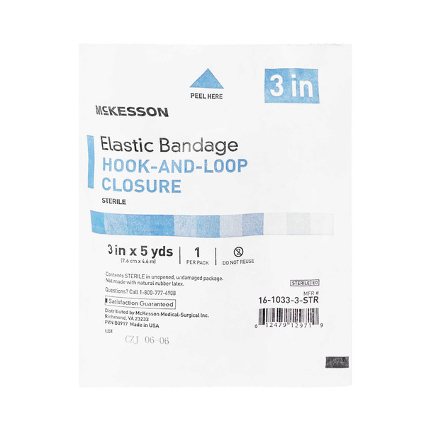 Elastic Bandage McKesson 3 Inch X 5 Yard Hook and Loop Closure Sterile 16-1033-3-STR RL/1 16-1033-3-STR MCK BRAND 471792_EA