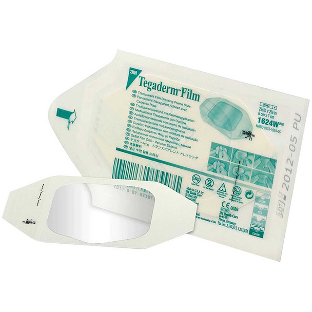 Transparent Film Dressing 3M Tegaderm Rectangle 4 X 4-3/4 Inch Frame Style Delivery With Label Sterile 1626W Each/1 1626W 3M 121652_EA