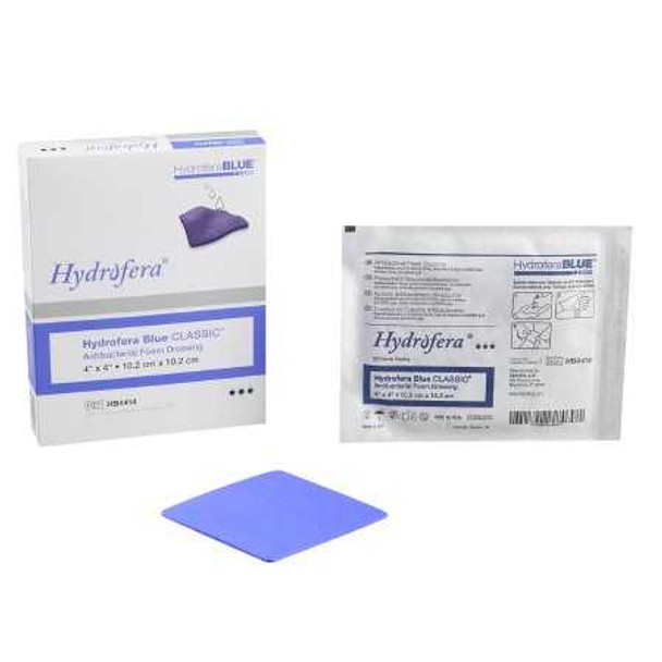 Antimicrobial Foam Dressing Hydrofera Blue 4 X 4 Inch Square Non-Adhesive without Border Sterile HB4414 Each/1 HB4414 HOLLISTER, INC. 640361_EA