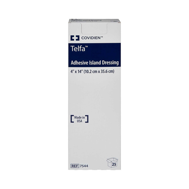 Adhesive Dressing Telfa 4 X 14 Inch Nonwoven Rectangle White Sterile 7544 Each/1 7544 KENDALL HEALTHCARE PROD INC. 235821_EA