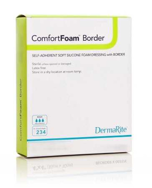 Silicone Foam Dressing ComfortFoam Border 2 X 2 Inch Square Adhesive with Border Sterile 43220 Box/10 43220 DERMARITE INDUSTRIES LLC 946465_BX