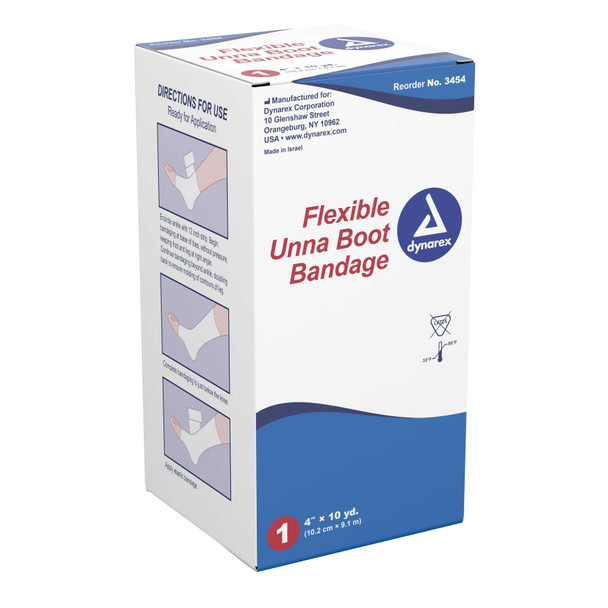 Unna Boot Bandage 4 Inch X 10 Yard Zinc Oxide Paste NonSterile 3454 Case/12 3454 DYNAREX CORP. 413292_CS