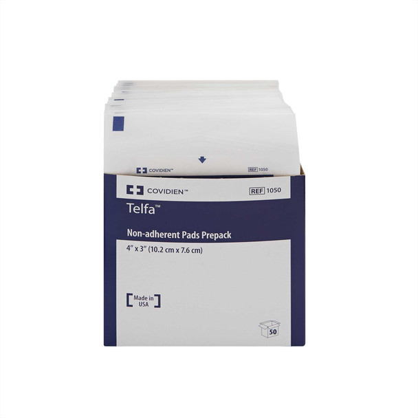 Non-Adherent Dressing TelfaOuchless Cotton 3 X 4 Inch Sterile 1050 Case/900 1050 KENDALL HEALTHCARE PROD INC. 9908_CS