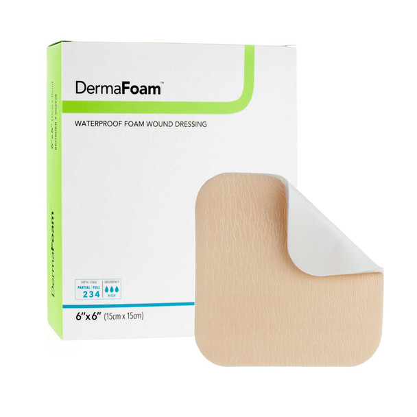 Foam Dressing DermaFoam 6 X 6 Inch Square Non-Adhesive without Border Sterile 00292E Each/1 00292E DERMARITE INDUSTRIES LLC 584143_EA