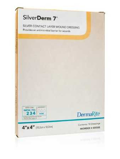 Silver Contact Dressing SilverDerm7 4 X 4 Inch Square Sterile 00550E Box/10 00550E DERMARITE INDUSTRIES LLC 800895_BX