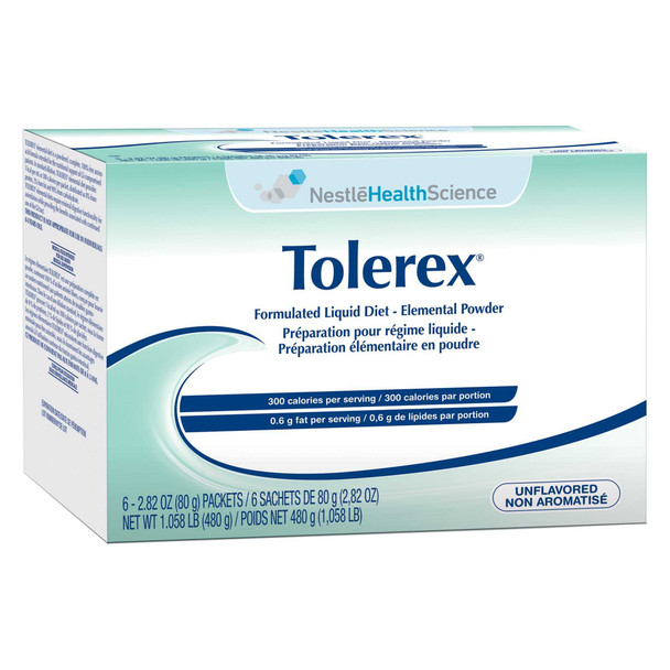 Elemental Tube Feeding / Oral Supplement Tolerex Unflavored 2.82 oz. Individual Packet Powder 04580500 Each/1 4580500 NESTLE'HEALTHCARE NUTRITION 320422_EA