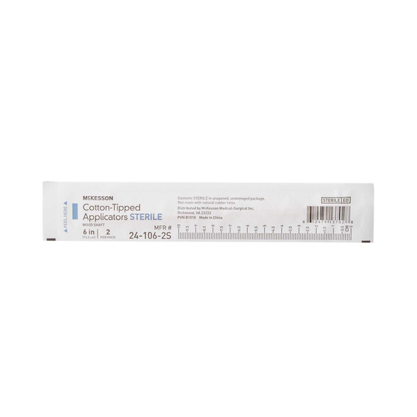 Swabstick McKesson Cotton Tip Wood Shaft 6 Inch Sterile 2 Pack 24-106-2S Box/100 24-106-2S MCK BRAND 508713_BX