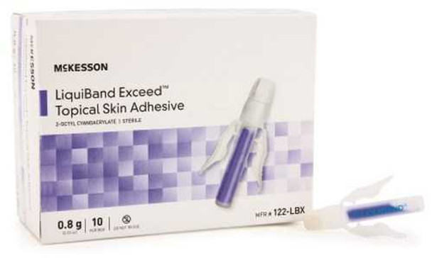Topical Skin Adhesive McKesson LIQUIBAND Exceed 0.8 Gram Liquid Dome Applicator Tip 122-LBX Box/10 MCK BRAND 948660_BX
