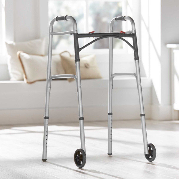 Folding Walker Adult McKesson Aluminum 350 lbs. 32 to 39 Inch 146-10210-1 Each/1 MCK BRAND 1076176_EA