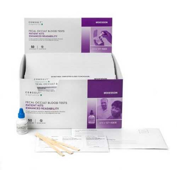 Rapid Diagnostic Test Kit Consult Colorectal Cancer Screen Fecal Occult Blood Test FOB Stool Sample CLIA Waived 50 Tests 127-50ER Box/50 MCK BRAND 1060833_BX