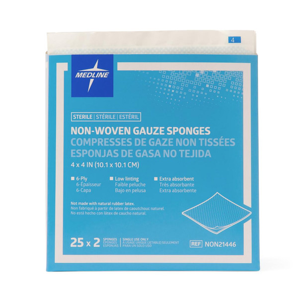 Nonwoven Sponge Avant Gauze® 4 X 4 Inch 2 per Pack Sterile 6-Ply Square NON21446 Box/50