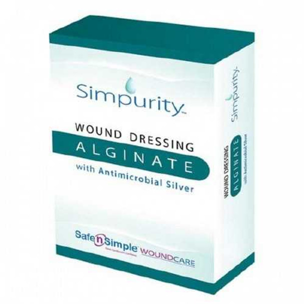 Calcium Alginate Dressing with Silver Simpurity 2 X 2 Inch Square Sterile SNS51702 Box/10 SAFE N SIMPLE LLC 959346_BX