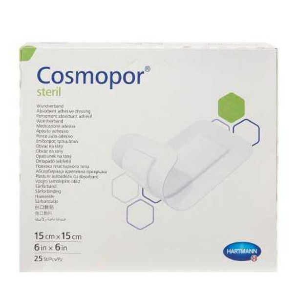 Adhesive Dressing Cosmopor 6 X 6 Inch Nonwoven Square White Sterile 900823 Case/200 HARTMAN USA, INC. 907885_CS