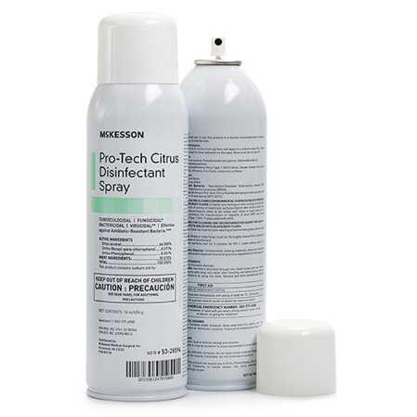 McKesson Pro-Tech Surface Disinfectant Cleaner Alcohol Based Aerosol Spray Liquid 16 oz. Can Citrus Scent NonSterile 53-28594 Case/12 3300MWA MCK BRAND 1099449_CS