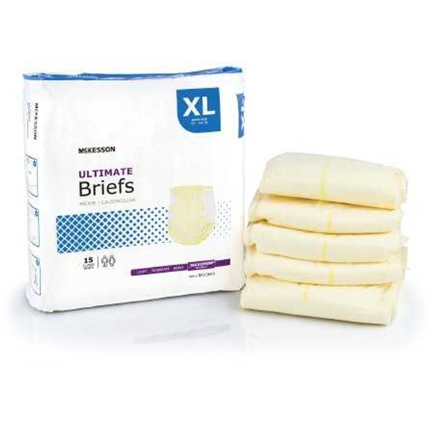 Unisex Adult Incontinence Brief McKesson X-Large Disposable Heavy Absorbency BR33893 Case/60 12393115 MCK BRAND 1123846_CS