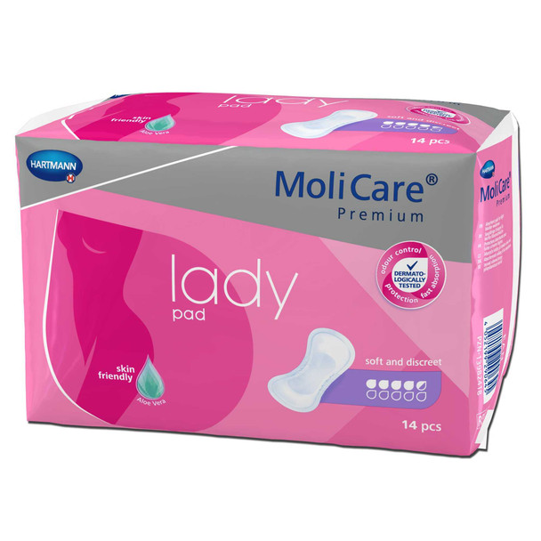 Bladder Control Pad MoliCare Premium Moderate Absorbency One Size Fits Most Adult Female Disposable 168644 Bag/14 CRP-512 Hartmann 1127662_BG