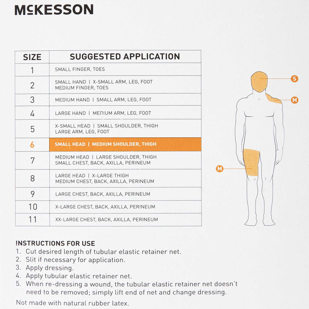 Elastic Net Retainer Dressing McKesson Tubular Elastic 18-1/2 Inch X 25 Yard 47 cm X 22.9 m Size 6 White Small Head / Medium Shoulder / Thigh NonSterile MSVP114706 Box/1 62082 MCK BRAND 1113350_BX