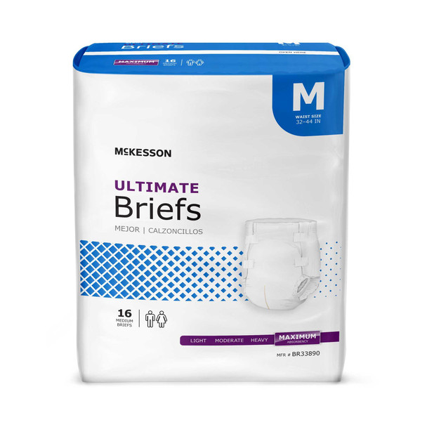 Unisex Adult Incontinence Brief McKesson Medium Disposable Heavy Absorbency BR33890 Case/96 9900 MCK BRAND 1141834_CS