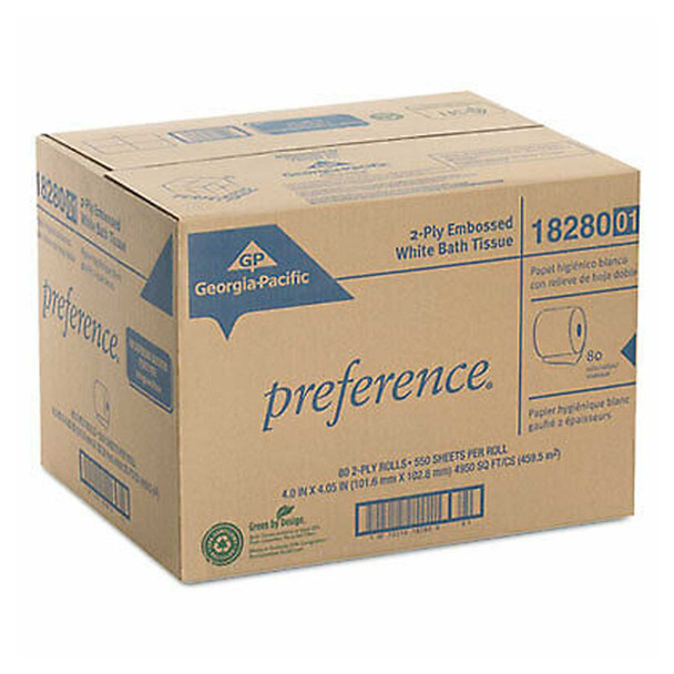 Toilet Tissue preference White 2-Ply Standard Size Cored Roll 550 Sheets 4 X 4-1/20 Inch 18280/01 Each/1 229L Georgia Pacific 661110_EA