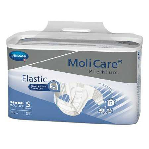 Unisex Adult Incontinence Brief MoliCare Premium Elastic 6D Small Disposable Moderate Absorbency 165271 Case/90 POLECLAMP Hartmann 1174286_CS