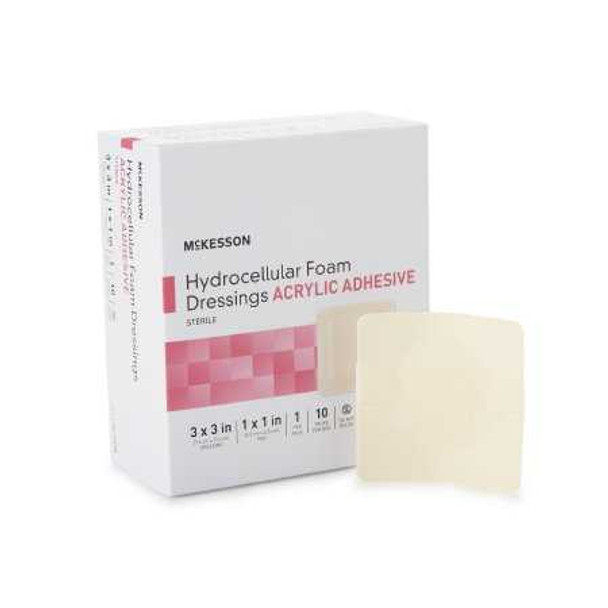 Foam Dressing McKesson 3 X 3 Inch Square Acrylic Adhesive with Border Sterile 16-4670 Each/1 4467720265 MCK BRAND 1138279_EA