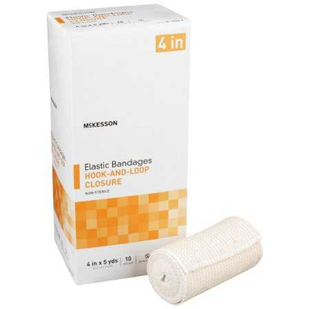 Elastic Bandage McKesson 4 Inch X 5 Yard Standard Compression Hook and Loop Closure Tan NonSterile 16-1033-4 Roll/1 CR3001 MCK BRAND 454620_RL