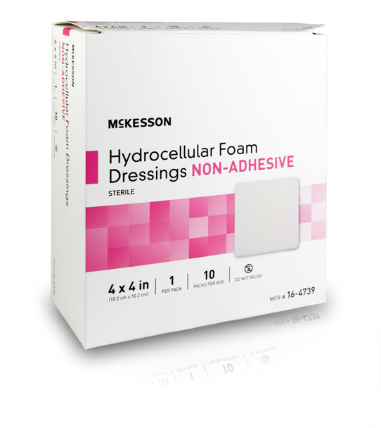 Foam Dressing McKesson 4 X 4 Inch Square Non-Adhesive without Border Sterile 16-4739 Case/100 14886 MCK BRAND 1138304_CS