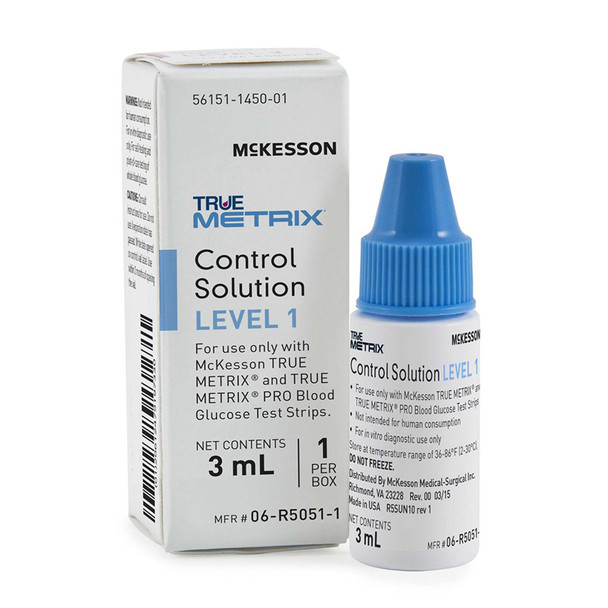 Blood Glucose Control Solution McKesson TRUE METRIX Blood Glucose Testing 3 mL Level 1 06-R5051-1 Each/1 DIA07686 MCK BRAND 960304_EA