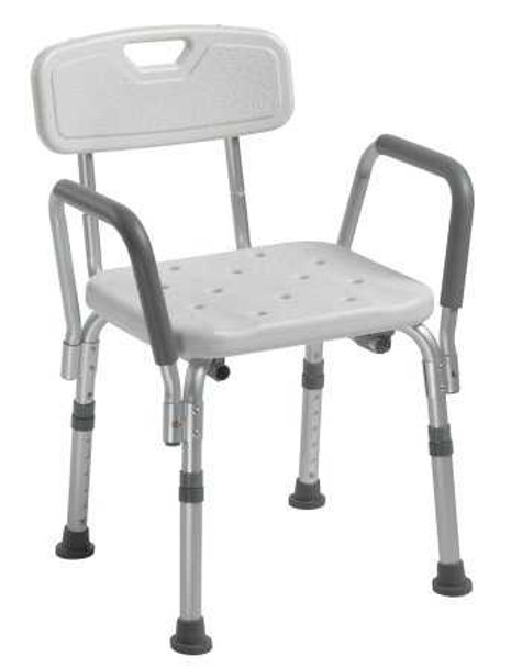 Bath Bench drive Padded Arm Aluminum Frame With Backrest 16 Inch Seat Width 12445KD-1 Each/1 24-106-2S Drive Medical 1032859_EA