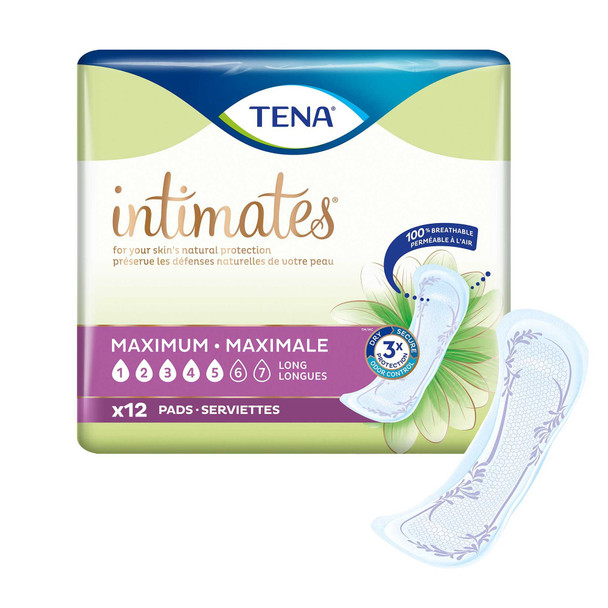 Bladder Control Pad TENA Intimates Maximum Long 15 Inch Length Heavy Absorbency Dry-Fast Core One Size Fits Most Adult Female Disposable 54268 Case/72 G-061263-00 Essity HMS North America Inc 1131554_CS