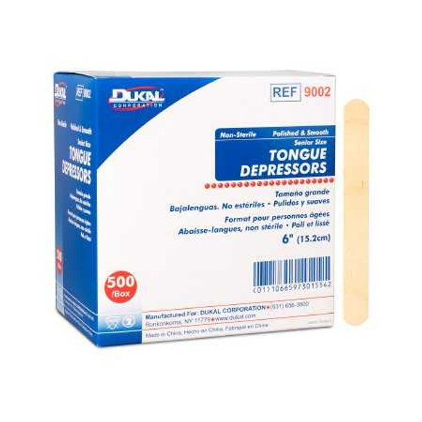 Tongue Depressor Dukal 6 Inch Length Wood 9002 Box/500 9256 Dukal 535519_BX