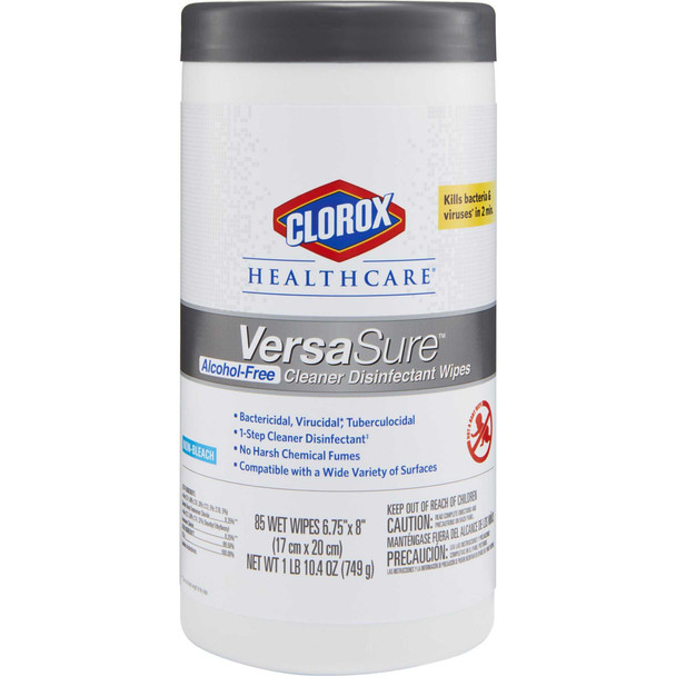 Clorox Healthcare VersaSure Surface Disinfectant Cleaner Premoistened Manual Pull Wipe 85 Count Canister Disposable Scented NonSterile 31757 Carton/1 A57704 THE CLOROX COMPANY 1110729_CT