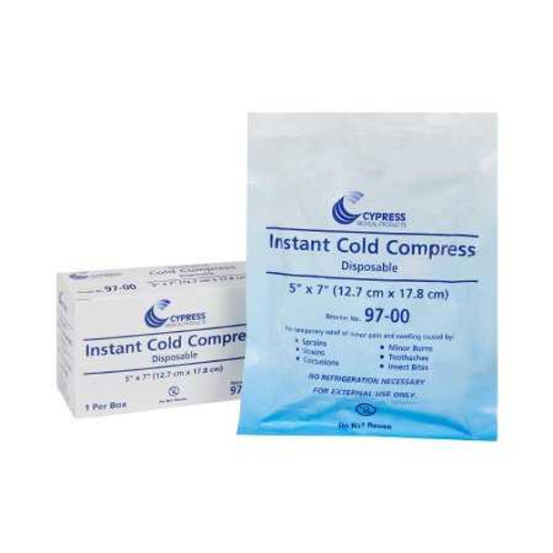 Instant Cold Pack Cypress General Purpose Small 5 X 7 Inch Plastic / Ammonium Nitrate / Water Disposable 97-00 Case/50 15960 McKesson Medical Surgical 1067862_CS