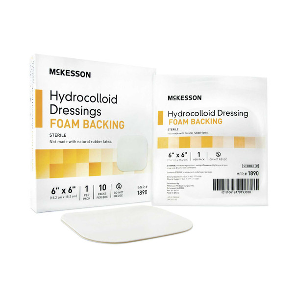 Hydrocolloid Dressing McKesson 6 X 6 Inch Square Sterile 1890 Case/100 43900776538 MCK BRAND 883000_CS