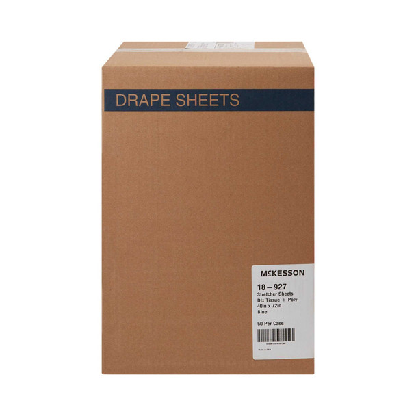 Stretcher Sheet McKesson Flat 40 W X 72 L Inch Blue Tissue / Poly Disposable 18-927 Case/50 751014 MCK BRAND 149173_CS