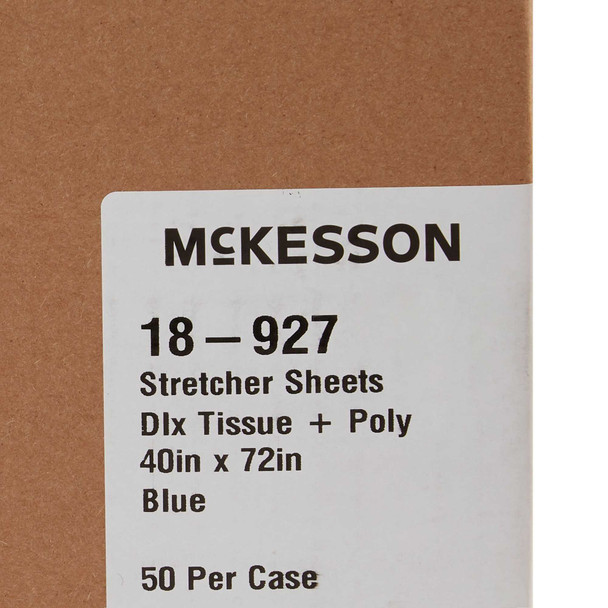 Stretcher Sheet McKesson Flat 40 W X 72 L Inch Blue Tissue / Poly Disposable 18-927 Case/50 751014 MCK BRAND 149173_CS